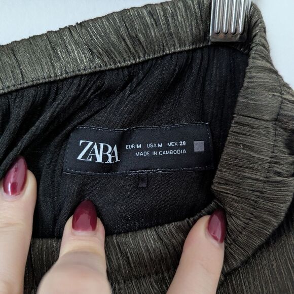 Zara Olive Wide Leg Pants - Picture 4 of 6